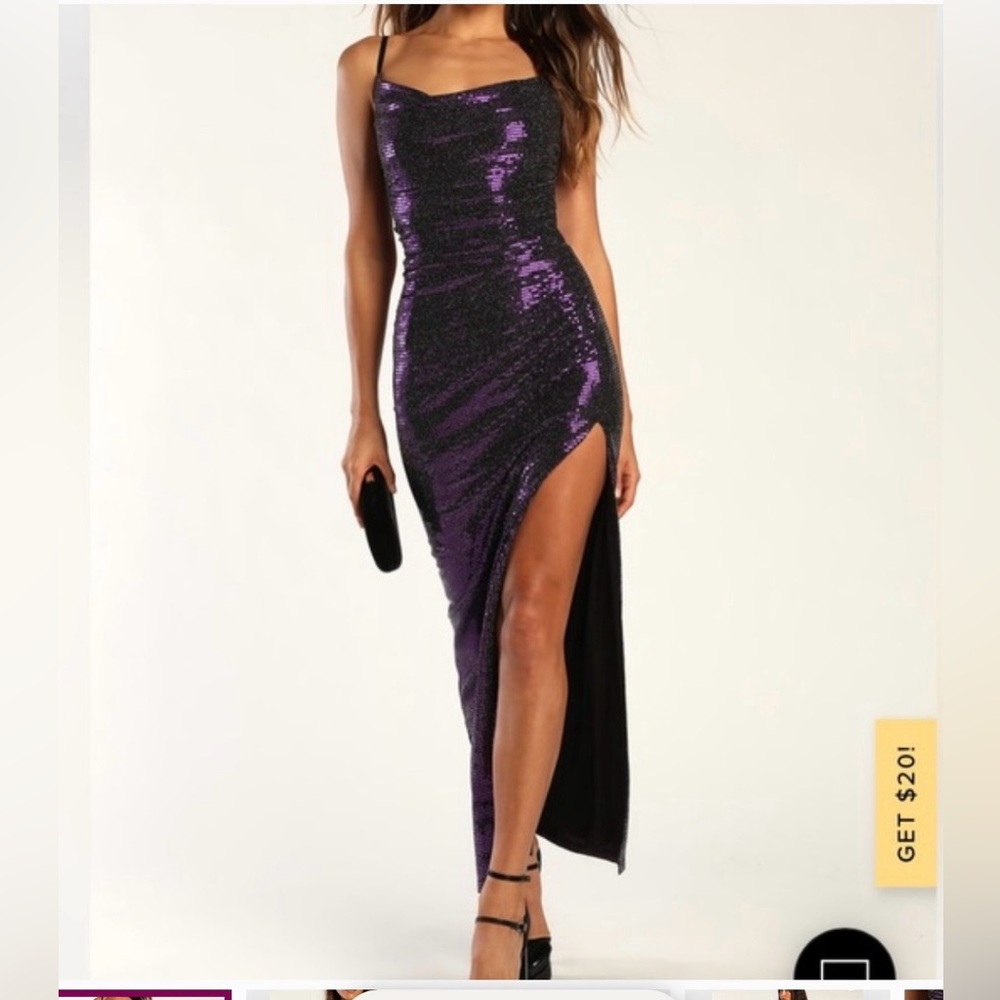 Glow Goals Purple Sequin Maxi Dress